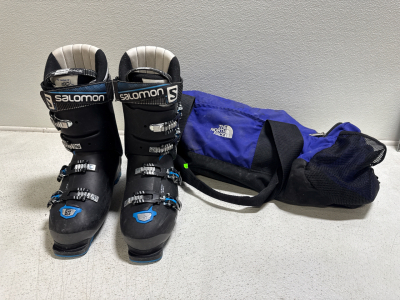 (1) Pair Of Ski Boots Size 30/31 & (1) North Face Duffel Bag