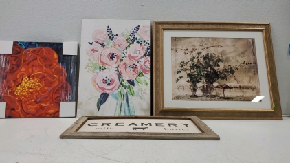 (2) Hand Painted Picture (1) Creamery Frame (1) Gorgeous Picture