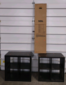 (1) 31"x 15&frac12;"x 31" (Black) Storage Case, (1) 30"x 15&frac12;"x 30" (Black) Storage Case, & (1) Set of 2-Westlake Closet Doors (Green)