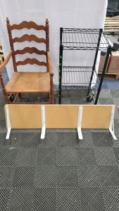 3 Tier Metel Rack, Wooden Chair and Floating Shelf