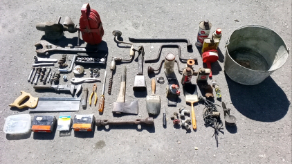 Vise, Crescent Wrench, Hand Drills, and More