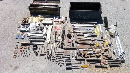 (2) Toolboxes, Wrenches, Hardware, and More