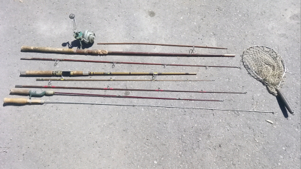 Antique Fishing Poles and Net