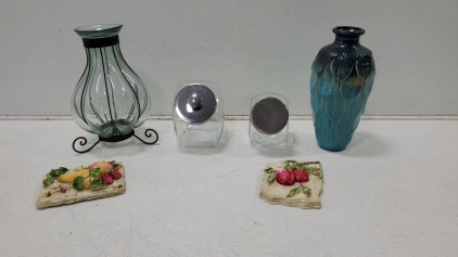 (2) Vases, Candy Dishes and Wall Decor