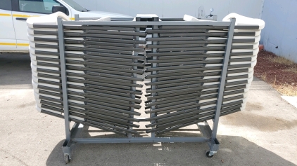 (32) Lifetime Folding Chairs With Rack