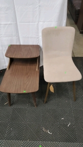 Mid Century Modern Step Side Table 29"x18"x22", Modern Chair 16"x35"