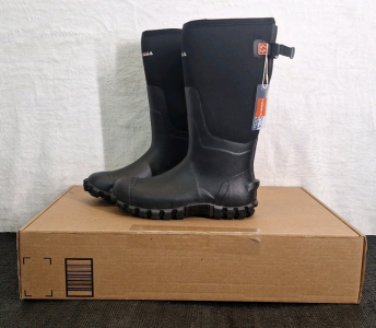 (1) Pair Of HISEA Rubber Rain Boots For Men, Waterproof Insulated Neoprene Hunting Boots, Durable Anti-Slip Outdoor Mud Boots for Hunting Gardening Farming Fishing Yard Working, Adjustable Calf, Black, Size 10