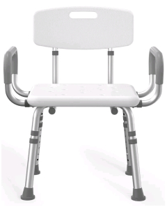 (1) Homlite SHC20 Shower Chair W/ Arms & Back, 500 lbs Heavy Duty Shower Seat, Height Adjustable Safety Bath Seat<br/>