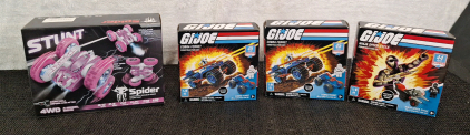 (1) 4WD RC Stunt Car, Pink & (3) GI Joe Construction Sets