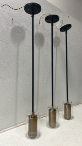 (3)Brass and Black Pendant Lights