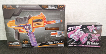 (1) Adventure Force Aeon Pro X Nerf Style Gun & (1) 4WD RC Stunt Car, Pink