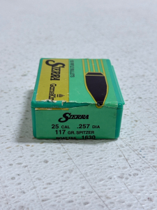 (1) Sierra 25CAL .257DIA 117 Gr. Spitzer Bullets