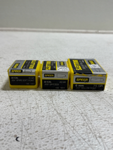 (3) Speer Ammunition 22CAL & 6mm Bullets