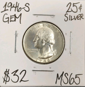1946-S MS65 Gem Silver Washington Quarter