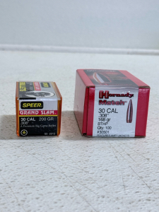 (1) Speer 30CAL 200GR .308&rdquo; Bullets 50count & (1) Hornady 30 Cal .308&rdquo; 168GR 100 Bullets