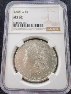 1885-O Morgan Silver Dollar, MS 62, Certification 8346305-013