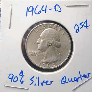 1964-D 90% Silver Quarter