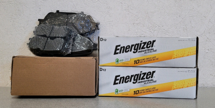 ALADICHE Aladiche 8pcs Front Rear Ceramic Brake Pads And (24) D12 Energizer Alkaline Batteries