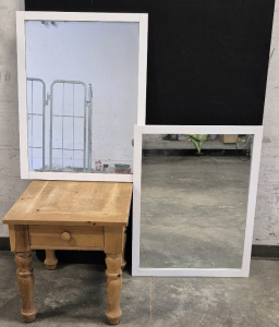 Nice Wooden End Table with Drawer, (2) Mirrors(28"W&times;36"H)