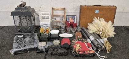 Dessert Ice Cream Dishes(4 Tall, 4 Short), (2)Glass Sunflower Cups,(2) Bubble Glass Cups, Rock Coasters(8), Coasters with Words (3), Dish (2) Bowls, Trivet, Wall Decor, Taco Holder, Storage, Luggage, Decorative Flower Stem(16), New FWSA Wraps(5), Native 