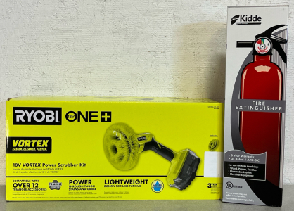 Ryobi 18V One+ Vortex Power Scrubber Kit & Kidde Fire Extinguisher