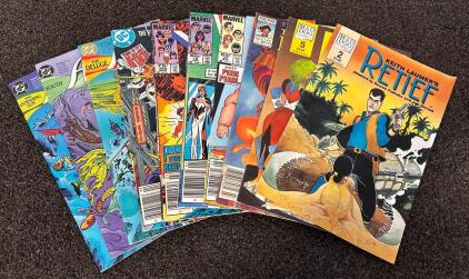 (10) Collectible Comics Includes: Atlantis Chronicles, Alpha Flight, X-Men, Retief, The Adventures Of Baron Munchausen, and V