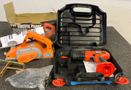 3-1/4 Electric Planer & A Fire Storm 12v Drill, (4) 4-Line Small Business System Landline Phones, (2) Magic Jacks, NetGear ProSafe 8 Port Gigabit Switch, A Otter Belt Phone Holder, And Much More!!