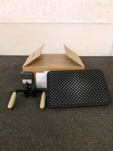 Matt black and satin gold door handles black shower head with hand held sprayer