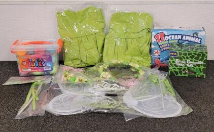 (2) Fairy Costumes For Kids, Ocean Animal Sound Book With Animal Toys, Small Crocodile Teeth Toy, And Stress Cubes
