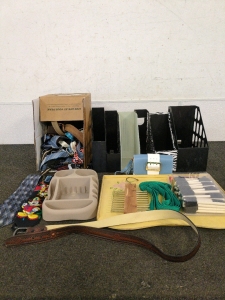 Ties and belts and art supplies