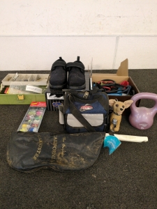 Fishing supplies and workout gear