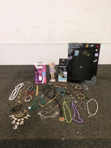 Jewelry and a Remington razor and a 3d Panasonic glasses