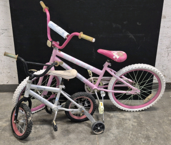 (2) Huffy Kids Bikes One Pink (Tween), One Silver with Training Wheels