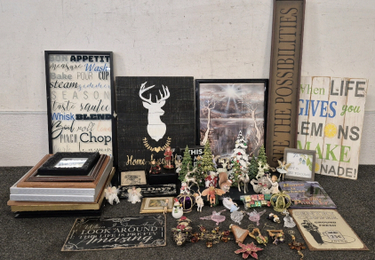 (9) Picture Frames, Wall Decor, Boise Coasters, Amazon Smart Shelf, Beatiful Christmas Decor(Fairies, Trees, Ornaments, Woodland Creatures)
