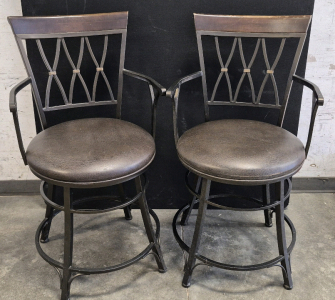 (2) Leather Swivel Bar Stools(42"H)