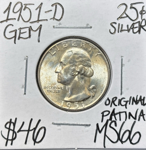 1951-D MS66 GEM SILVER WASHINGTON QUARTER