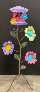 Colorful Metal Flower Birdhouse Decoration