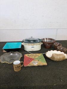 Rival crockpot and collection of dishes