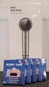 (5 Packs) Sleep Tape And HD 40 Brushless Motor Hair Dryer