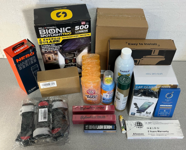 Bell+Howell Bionic Solar Powered Spotlight, Nebo FL3000 Flashlight, 3" Swivel Caster Wheels for Blackstone Griddle Stand, Wall Keyholder, Cat Toy, Hygine / Toiletry Products & More