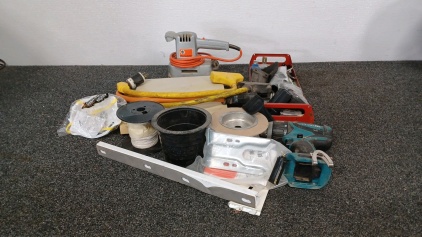 Black & Decker Sander, Makita Drill, and Assorted Hardware