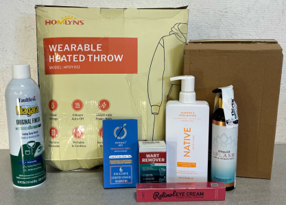 Homlyns Wearable Heated Throw, Wall Key Holder, Ironing Spray & Hygine / Toiletry Products
