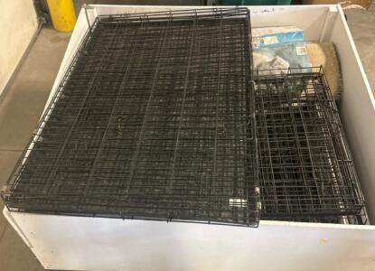 3 Dog Crates And 2 Pet Friendly Rugs/ Carpet