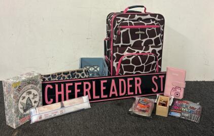 High School Starter Pack- Rockland Animal Print Suitcase, Cheerleader ST Sign, Legos, 3D Painting, And More