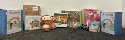 Happy Kids Means Peace And Quiet- Including Toy Trucks, Bubble Wand, 2 Puzzles 2 Buddy Packs, Sorting Wheel, And More