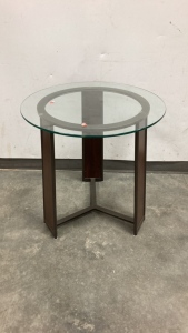 Round Glass Top Side Table