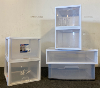Set Of (6) Plastic Sterilite Drawers Plus Drawer Organizer
