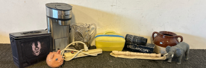 Treasures In Your Junk Drawer Including; Figurines, Stellarscope, Hamilton Beach Coffe Maker, And More