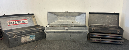 Triple Threat Tool Kit- Including (3) Different Tool Boxes Filled With Various Tools, Screws, And Other Miscellaneous Tools