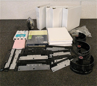 Hat Embroidery Machine Parts, Printer Paper, Legal Pads, (4) Big Binders And A Telephone Number Book